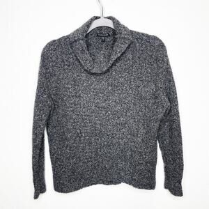 Eileen Fisher Cowl Neck Boucle Long Sleeve Pebble Grey Knit Sweater XS Petite